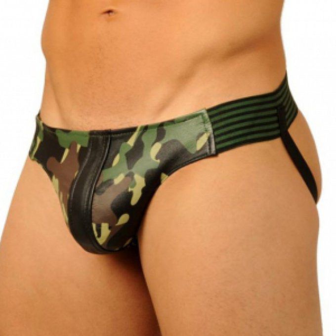 Jockstrap Leather Camo Army taille M