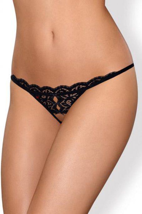 String ouvert noir taille S