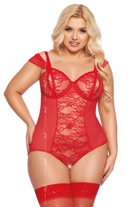 Dora Body rouge ouvert Grande Taille XXL